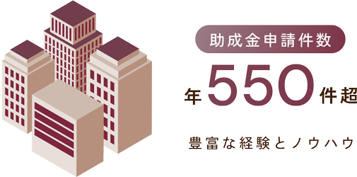 助成金申請件数 年550件超 豊富な経験とノウハウ